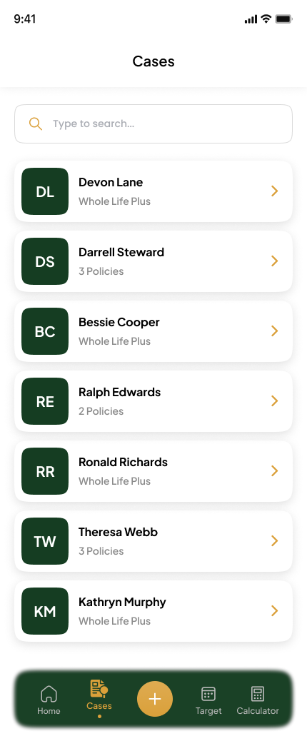 Kyash Flow cases screen
